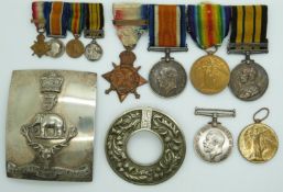 British Army WWI medals comprising 1914 'Mons' Star with clasps for 5 August - 22 November 1914