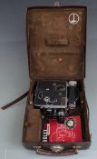 Paillard Bolex H8 cine cameras with three lens carousel, in leather case with accessories and