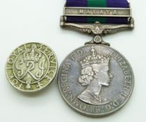 British Army General Service Medal with clasp for Malaya, named to 23393775 Pte J Wattam, Royal