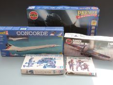 Five Airfix, Revell and Tamiya model kits comprising Premier Collection 1:72 scale Avro Lancaster