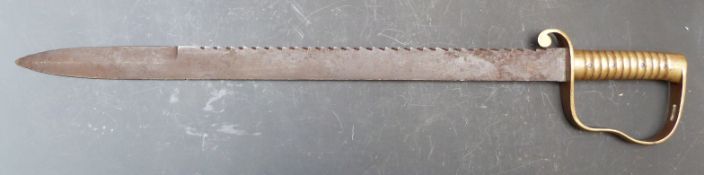 British Army pioneer's 1856 pattern saw back sword stamped 9.02 3 RID 2 on quillon, blade length