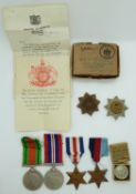 British Army WWII medals comprising 1939/1945 Star, France & Germany Star, Defence Medal and War