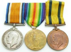 British Army WWI medals comprising War Medal and Victory Medal and Territorial Force War Medal named