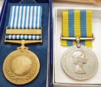 British Army Korea Medal named to 14136177 Cpl A Hearn, RASC together with his United Nations