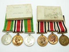 Two medal pairs each comprising WWII Defence Medal and Special Constabulary Medals named to Arthur