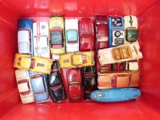 Twenty-two Corgi Toys diecast model cars including Ford Thunderbird Bermuda Taxi, Proteus Campbell