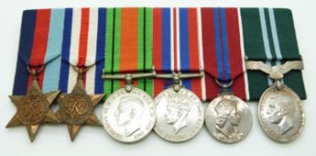 Royal Air Force WWII medals comprising 1939/1945 Star, France & Germany Star, Defence Medal, War