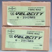 Five-hundred Eley Velocity 12 bore shotgun cartridges, all sealed in original boxes and delivery