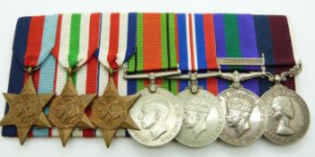 Royal Air Force WWII medals comprising 1939/1945 Star, France & Germany Star, Italy Star, Defence