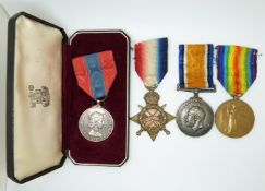 Royal Navy WWI medals comprising 1914/1915 Star, War Medal and Victory Medal named to 26908 F J