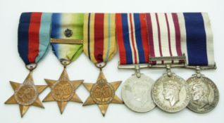 Royal Navy WWII medals comprising 1939/1945 Star, Atlantic Star with clasp for France & Germany,