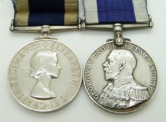 Royal Navy Long Service and Good Conduct Medals (George V) named to 9882 E J Grudge, HMS Vivid
