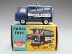 Corgi Toys diecast model Commer Police Van with blue body, flashing light and 'County Police'