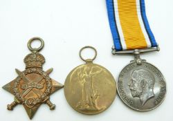 British Army WWI medals comprising 1914/1915 Star named to 015598 Pte A Oyler, ASC together with a