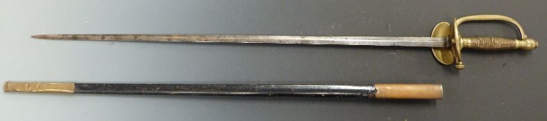 Prussian Infantry officer's style dress sword with folding shell guard, blade length 75cm, with