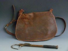 Leather game bag and a brass gaff