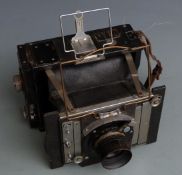 Van Neck, London large format press camera with Ross 6in Xpres f/4.5 lens, together with leather