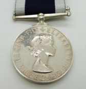 Royal Navy Long Service and Good Conduct Medal (Elizabeth II) named to D052091F B G Aldridge, HMS