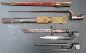 Four bayonets including German Army 1829/30 socket bayonet with 40cm blade stamped 5 over 43 with