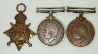 British Army WWI medals comprising 1914/1915 Star, named to 18047 Pte R Weston, Wiltshire Regiment