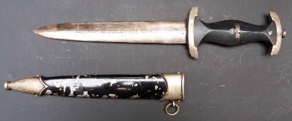 Nazi German SS style dagger with moto Meine Ehre heisst Treue to blade and stamped 4007 to guard, in