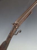 Unnamed 16 bore side by side hammer action shotgun with engraved lock, rotary underlever, top
