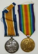 British Army WWI medals comprising War Medal and Victory Medal named to 423325 Pte F J Reeves,