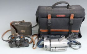 Sony Handycam CCD-TRV65E video camera together with a set of Russian 6x24 binoculars