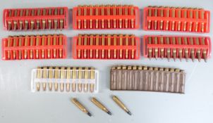 Eighty-three .222 rifle cartridges, most in plastic holders. PLEASE NOTE THAT A VALID RELEVANT