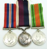Royal Air Force WWII medals comprising Defence Medal, War Medal and Long Service & Good Conduct