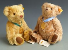 Two Steiff Teddy bears The 2002 Bear with blonde mohair and The 2001 Bear with yellow mohair, each