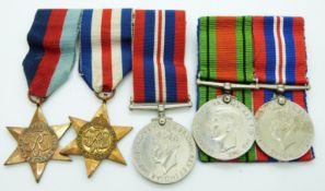 British Forces WWII medals comprising 1939/1945 Star, France & Germany Star, Defence Medal, and