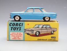Corgi Toys diecast model Chevrolet Corvair with pale blue body, 229,  in original box.