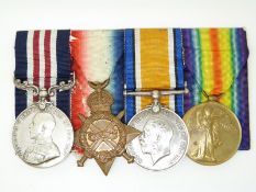British Army WWI Royal Engineers military medal group named to 52614 Pioneer J T Harris, RE together