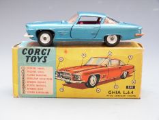 Corgi Toys diecast model Ghia L.6.4 with Chrysler engine, metalic blue body, red interior and