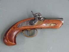 Jukar .45 percussion hammer action Derringer pistol with lock plate engraved 'Derringer