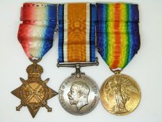 British Army WWI medals comprising 1914/1915 Star, War Medal and Victory Medal named to 1451