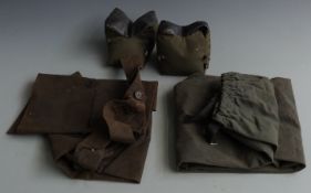 A weighted canvas gun stand together with two pairs of gentleman's over trousers.