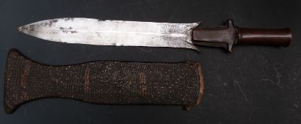 A 19thC dagger the straight double edged blade with central raiser and engraved decoration, in