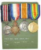 British Army WWI Devonshire Regiment military medal group named to 12635 Pte B Bolt together with