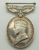 British Army Territorial Efficiency Medal (George VI) named to 4128851 Pte C Groom, Cheshire