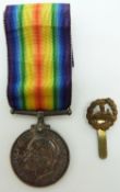 British Army WWI medal named to 18387 Cpl F J Savage, Gloucestershire Regiment and a regimental