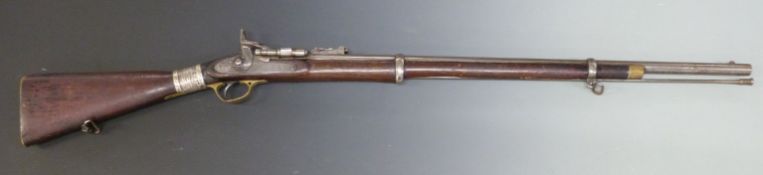 Snider percussion hammer action 2-band rifle with lock stamped B.S.A.Co 1871 and with crown over