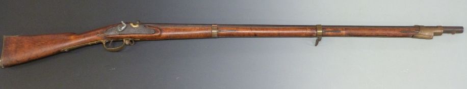 Turkish Enfield 1841 pattern 3-band percussion hammer action musket with lock stamped TYAA 1841,