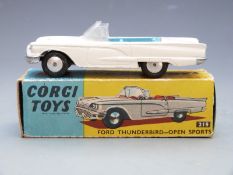 Corgi Toys diecast model Ford Thunderbird - Open Sports with white body and pale blue interior, 215,