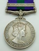 British Army General Service Medal with clasp for Near East, named to 23295904 Sapper H J Byrne,