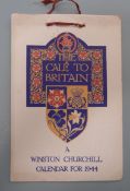 Winston Churchill calendar for 1944 'The Call to Britain', 18x13cm