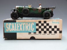 Tri-ang Scalextric model motor racing Bentley with green body, grey tonneau and racing number 3, MM/