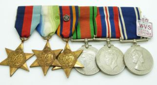 British Forces WWII medals comprising 1939/1945 Star, Atlantic Star, Burma Star, Defence Medal,