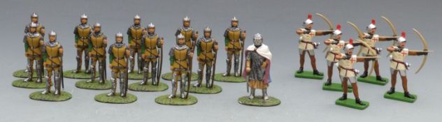 Eighteen Britains and Del Prado model archer figures.